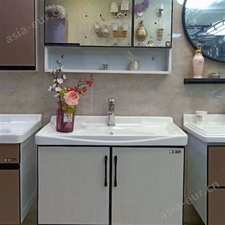 百和美家居 太空铝浴室柜落地 大理石组合一体浴室柜 洗手池洗脸台