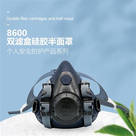 Hu/呼享 8600 防尘喷漆甲醛有机蒸气雾霾工业双滤盒硅胶半面具