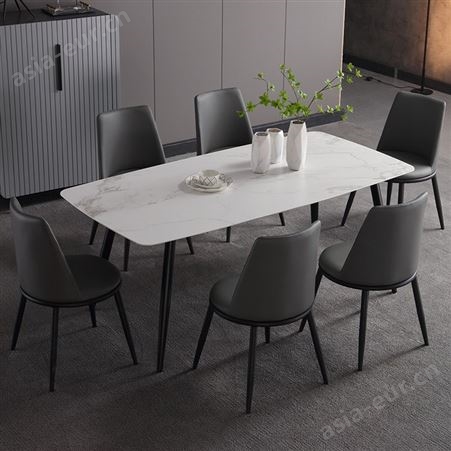 搏德森轻奢吃饭桌小户型现代简约长方形4人意式极简餐桌椅组合岩板餐桌厂家