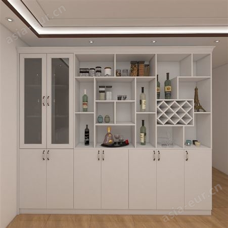 搏德森定制客厅柜子家用储物柜现代简约茶水柜餐边柜酒柜一体靠墙置物柜厂家